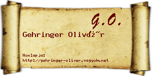 Gehringer Olivér névjegykártya